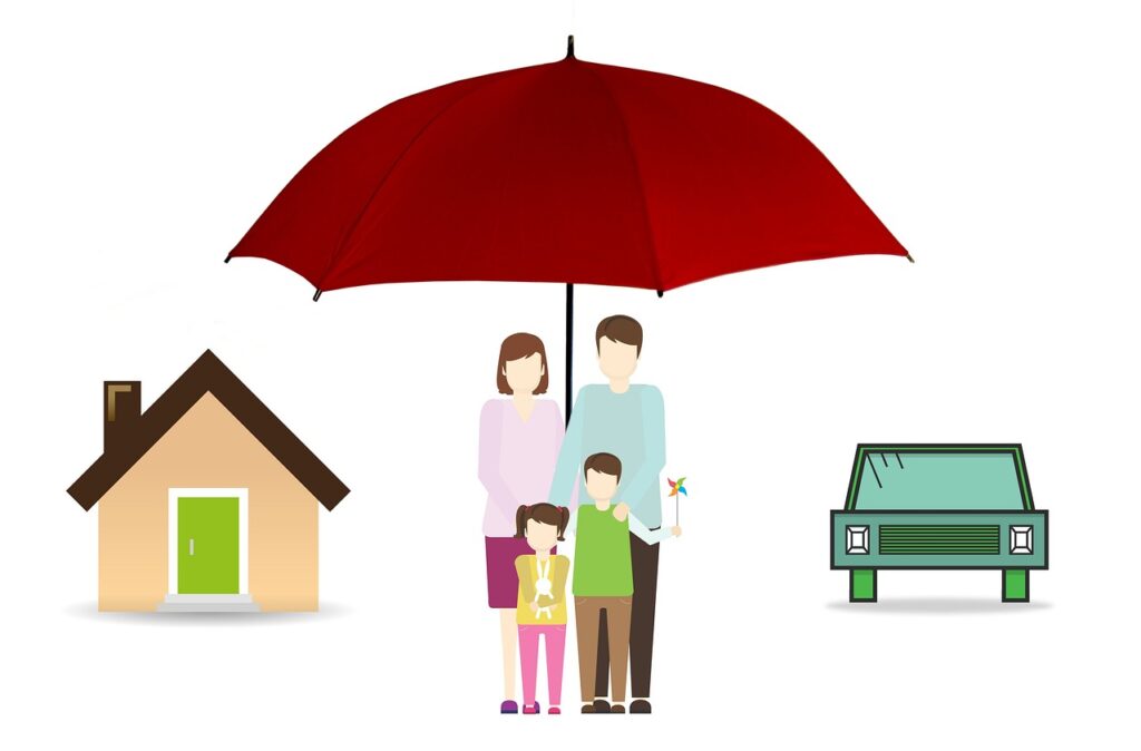 insurance, family, umbrella, house, car wallpapers, home, car, life, safety, protection, children, parents, protect, policy, concept