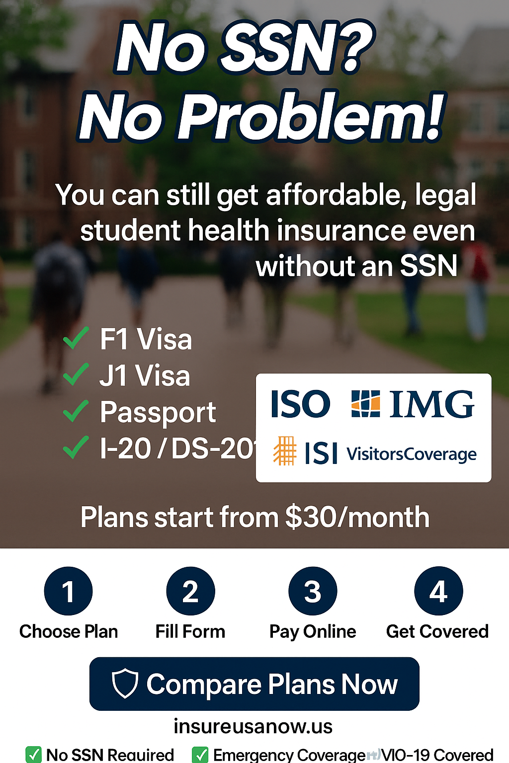 Student Health Insurance Without SSN in USA (2025) – No SSN? No Problem!